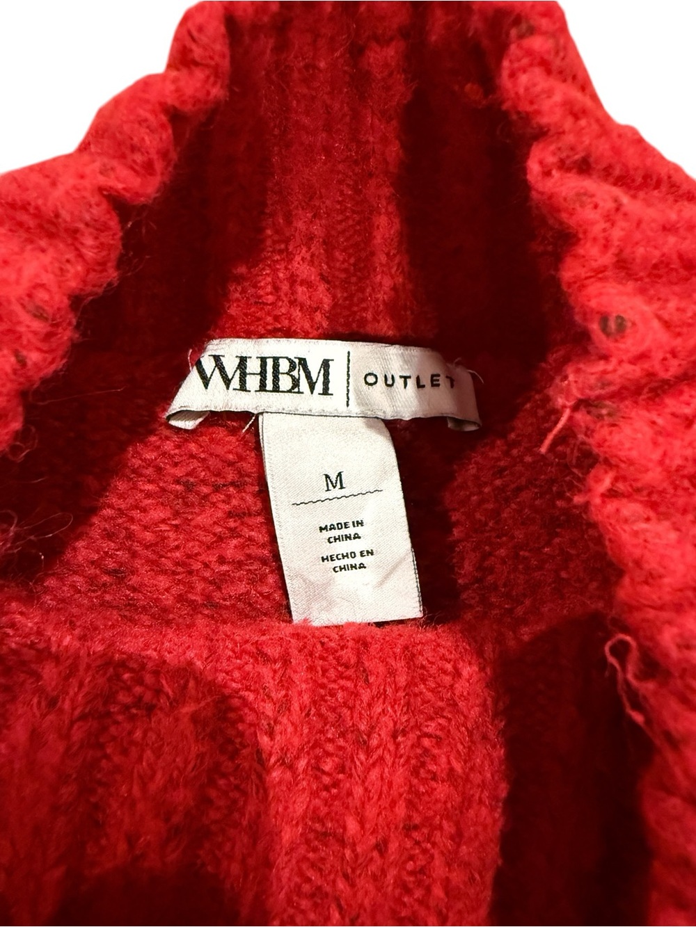 White House Black Market Outlet Red Cable-Knit Mock Neck Sweater - Picture 2 of 8